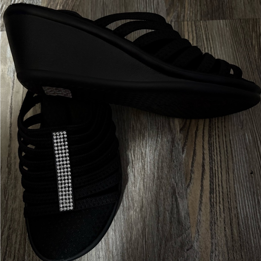 Skechers Black Sandals with Rhinestone Accent - Picture 2 of 5
